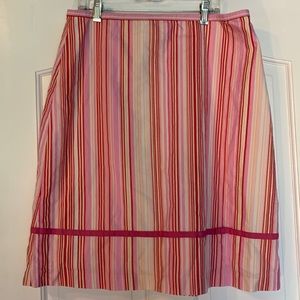 Garnet Hill Pink White Striped A-Line Skirt Size 10P